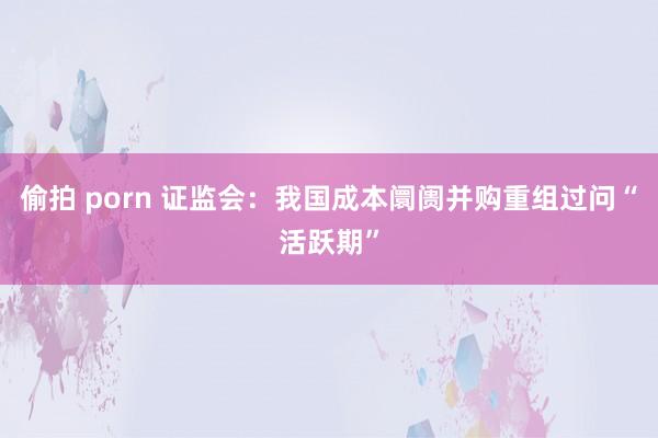 偷拍 porn 证监会：我国成本阛阓并购重组过问“活跃期”