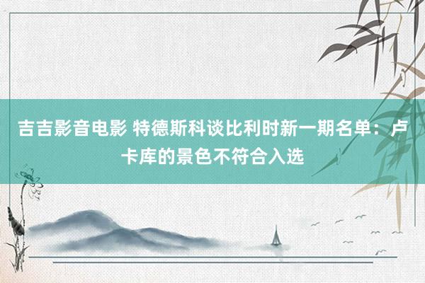 吉吉影音电影 特德斯科谈比利时新一期名单：卢卡库的景色不符合入选