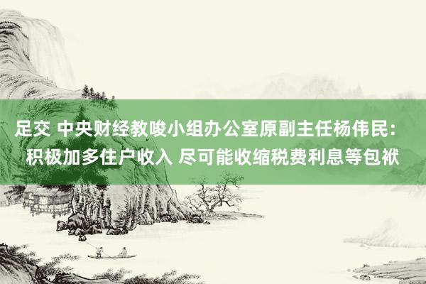 足交 中央财经教唆小组办公室原副主任杨伟民： 积极加多住户收入 尽可能收缩税费利息等包袱