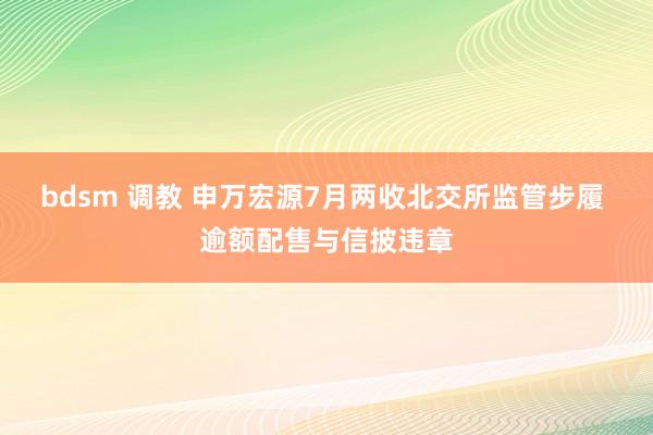 bdsm 调教 申万宏源7月两收北交所监管步履 逾额配售与信披违章