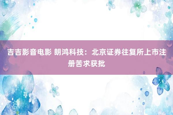 吉吉影音电影 朗鸿科技：北京证券往复所上市注册苦求获批