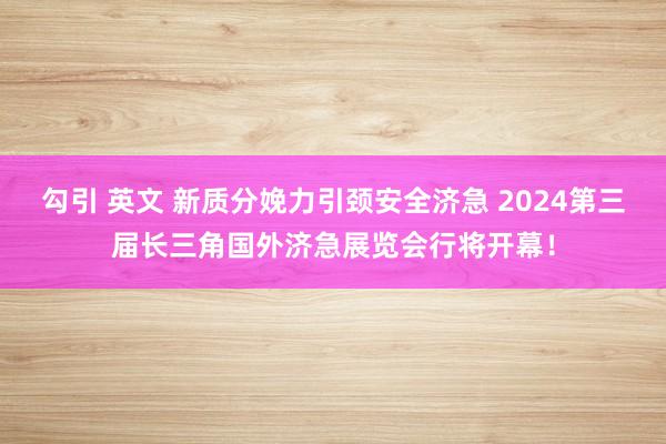 勾引 英文 新质分娩力引颈安全济急 2024第三届长三角国外济急展览会行将开幕！