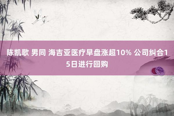 陈凯歌 男同 海吉亚医疗早盘涨超10% 公司纠合15日进行回购