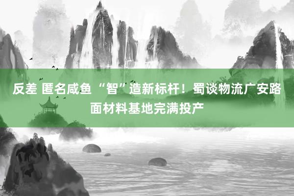 反差 匿名咸鱼 “智”造新标杆！蜀谈物流广安路面材料基地完满投产