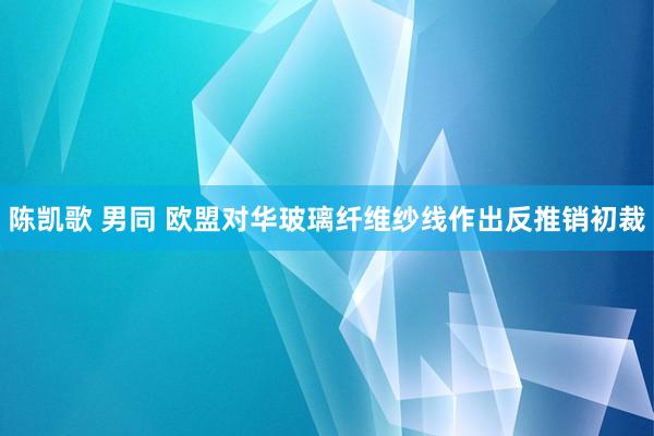 陈凯歌 男同 欧盟对华玻璃纤维纱线作出反推销初裁