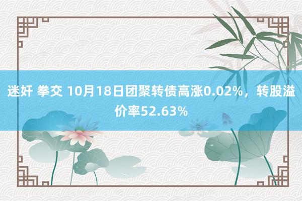 迷奸 拳交 10月18日团聚转债高涨0.02%，转股溢价率52.63%