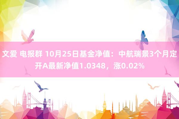 文爱 电报群 10月25日基金净值：中航瑞景3个月定开A最新净值1.0348，涨0.02%