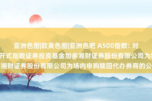 亚洲色图|欧美色图|亚洲色吧 A500指数: 对于招商中证A500来往型洞开式指数证券投资基金加多湘财证券股份有限公司为场内申购赎回代办券商的公告