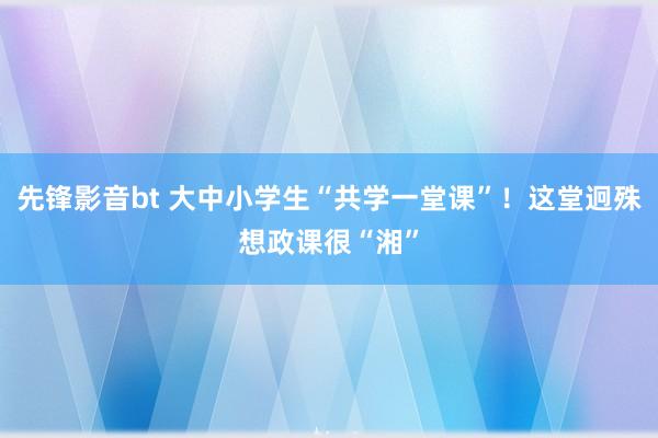 先锋影音bt 大中小学生“共学一堂课”！这堂迥殊想政课很“湘”