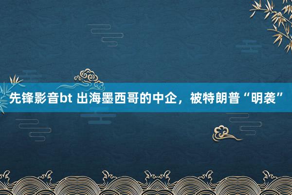 先锋影音bt 出海墨西哥的中企，被特朗普“明袭”